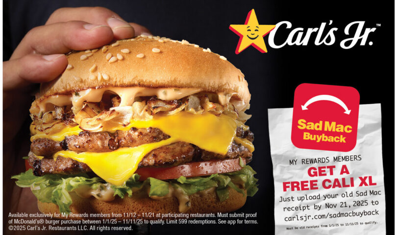 Carl’s Jr. enciende la guerra de precios con la nueva Cali XL Burger y la campaña “Sad Mac Buy Back”